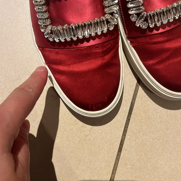 Roger Vivier Sneaky Viv Crystal Embellished Two Tone Satin Slip OnSneakers sz6,5 - Picture 6 of 16